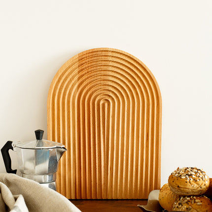 Geometric Wooden Tray – Curved Arc Design | Elegant Serving & Display