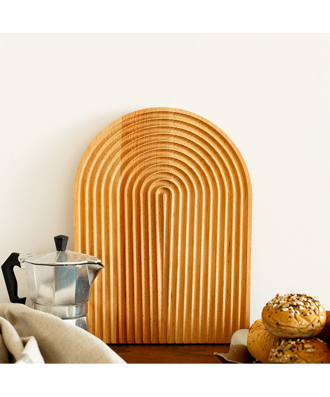 Geometric Wooden Tray – Curved Arc Design | Elegant Serving & Display