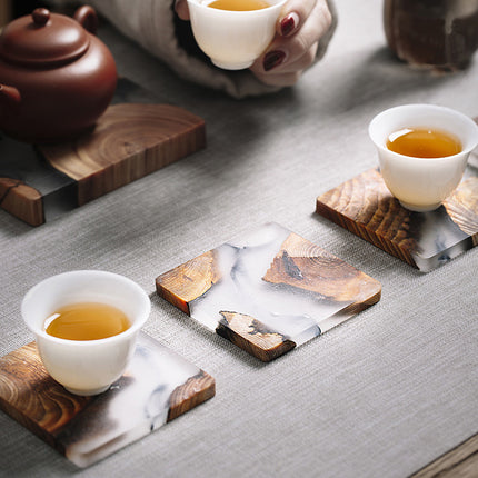 Handmade Wood Resin Coasters | Artistic Pine Drink Mats