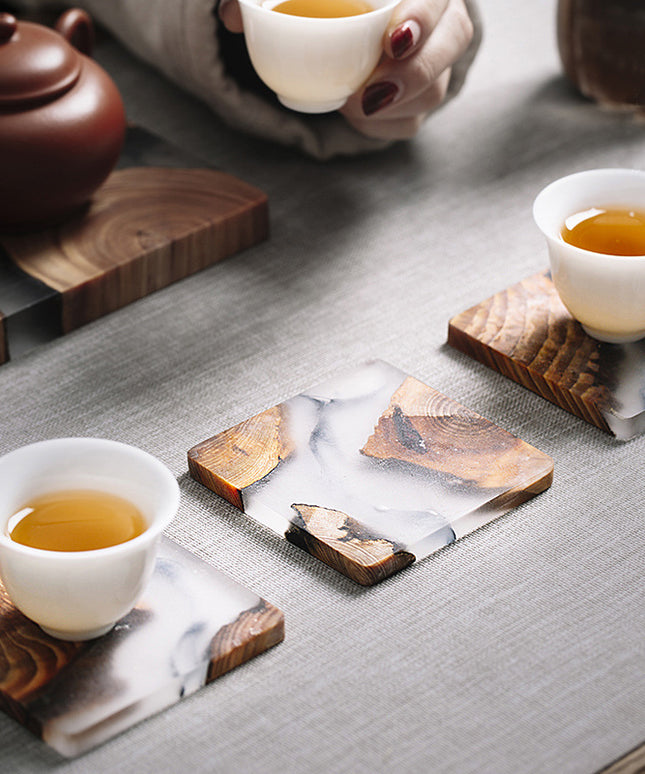Handmade Wood Resin Coasters | Artistic Pine Drink Mats