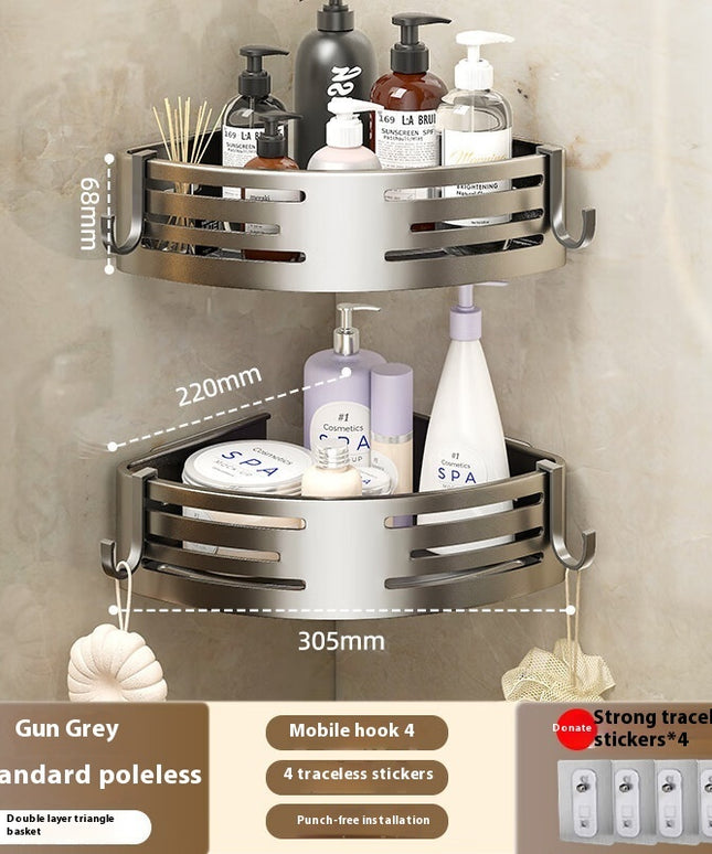 Portable Bathroom Corner Shelf – Raised Aluminium Storage | Ikeame