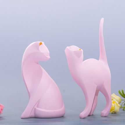 Pink Gold Cat Ornament | Nordic Resin Home Décor