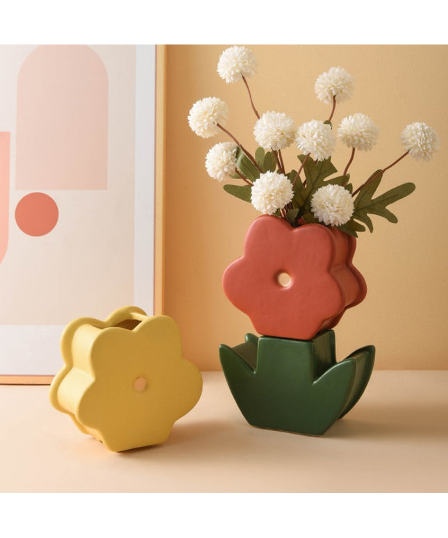 Stackable Flower Vase Set – Cute Ceramic Build-Your-Own Bloom