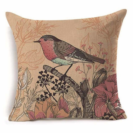 Bird Cushion Covers – Colourful Parakeet & Branch Pattern