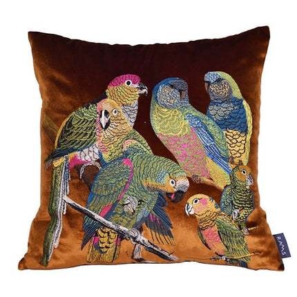 Luxury Parrot Embroidered Cushion – Deep Forest Green 🦜🌿