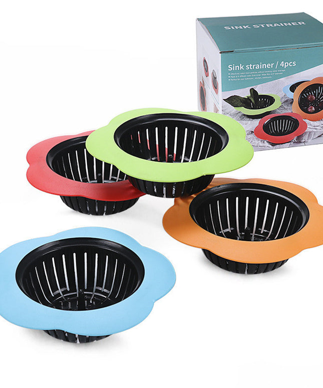 Flower-Shaped Drain Strainer – Anti-Clogging Sink & Floor Filter | Red, Orange, Green, Blue