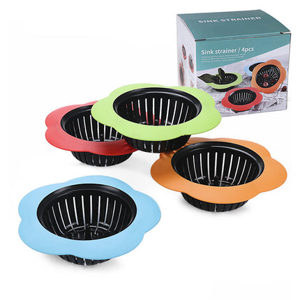Flower-Shaped Drain Strainer – Anti-Clogging Sink & Floor Filter | Red, Orange, Green, Blue