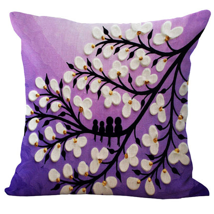 Oil Painting Cushion Cover | Artistic Cotton Linen Pillow 45x45