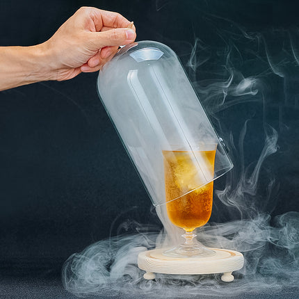 Acrylic Smoke Hood 🐦 – Wooden Base, Bird Handle