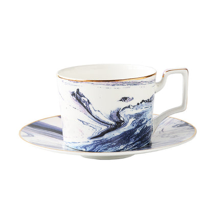 Oil on Water Bone China Tableware Set | Gold Trim Plates & Cups