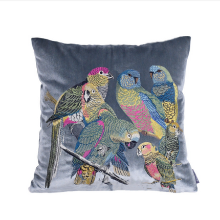 Luxury Parrot Embroidered Cushion – Deep Forest Green 🦜🌿