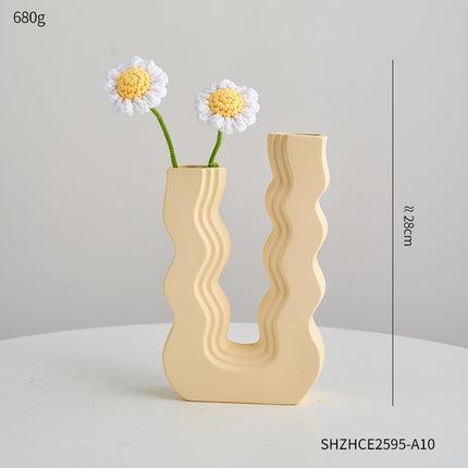 U-Shaped Ceramic Vase | Cream Style Minimalist Décor