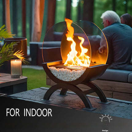 Modern Desktop Fireplace – Black Arch Semi-Circle | Ikeame