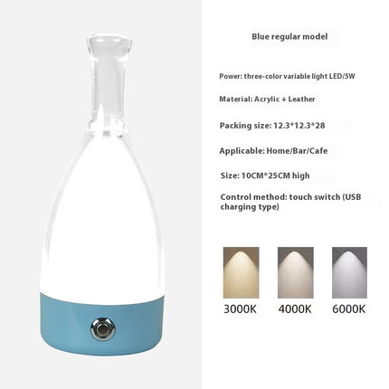 Portable Wine Decanter Lamp – LED Touch Dimming Light with Optional Leather Strap (8 Base Colours)