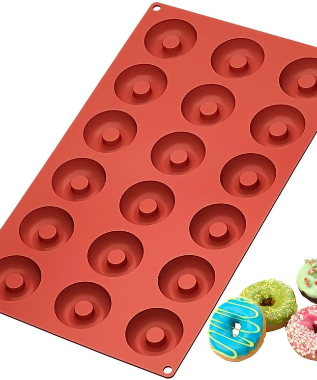 18-Cavity Donut Mould 🍩 – Silicone, Non-Stick and Reusable