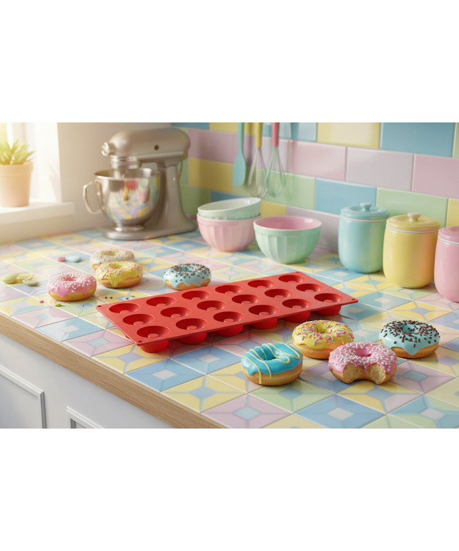 18-Cavity Donut Mould 🍩 – Silicone, Non-Stick and Reusable