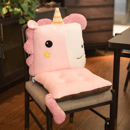 Cute Animal Seat Cushion with Backrest | Plush Chair Hugger