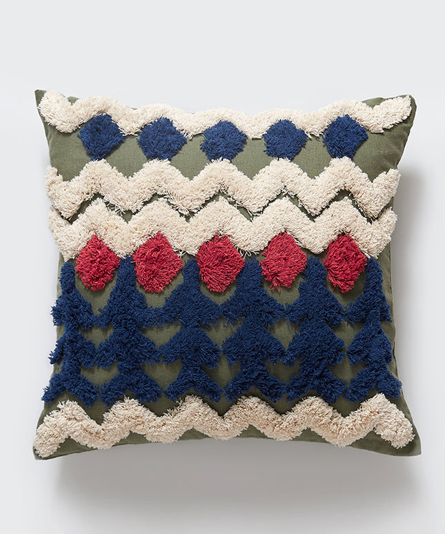 Bohemian Handmade Tufted Cushion Cover | Indian Cotton Cushion 45x45