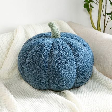 Fleece Small Pumpkin Sofa Cushion – in Citrus Orange, Milky White & Brown