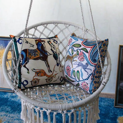 French-Style Velvet Cushion Cover – Horse or Leopard Design