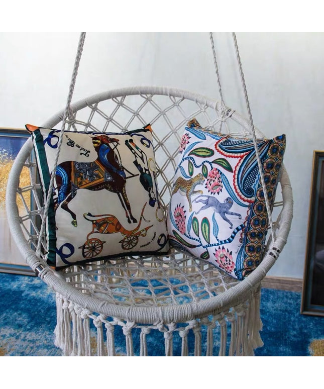 French-Style Velvet Cushion Cover – Horse or Leopard Design