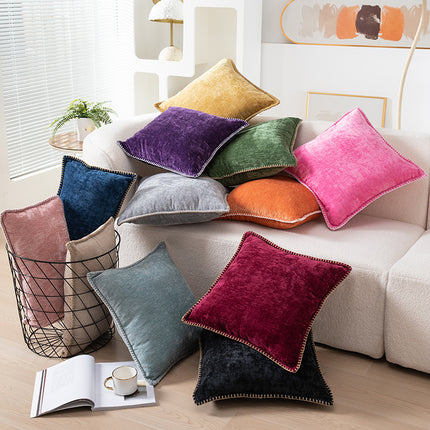 Chenille Cushion Covers with Embroidered Wool Edge