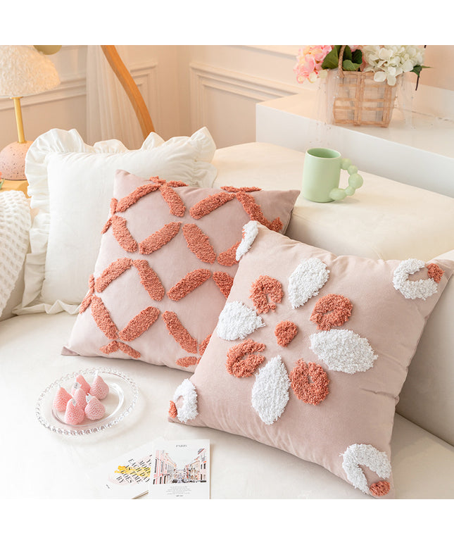 Nordic Style Tufted Cushion with 3D Geometric Patterns