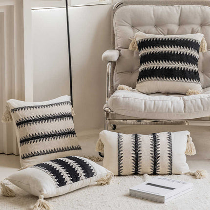 Monochrome Triangular Geometric Cushion Cover – Modern Home Décor