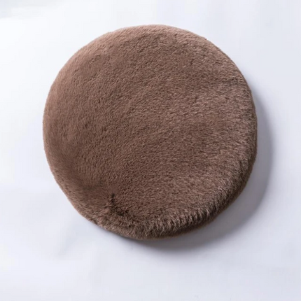 Faux Fur Memory Foam Seat Cushion | Round Plush Chair Pad
