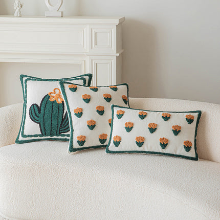 Orange Tufted Small Flower Cushion Cover | Bright & Cosy