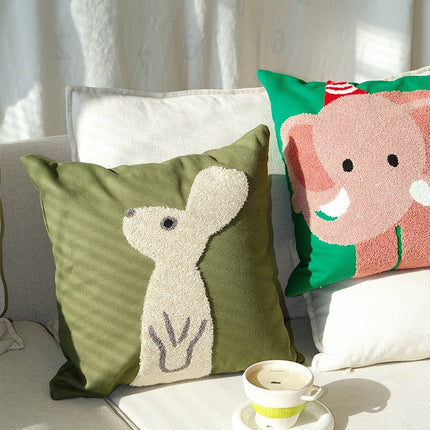 Animal Embroidered Cushion 45x45 | Decorative Animal Pillow