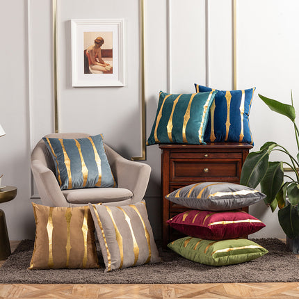 Golden Stripe Cushion Cover – 45x45cm in Beige or Brown