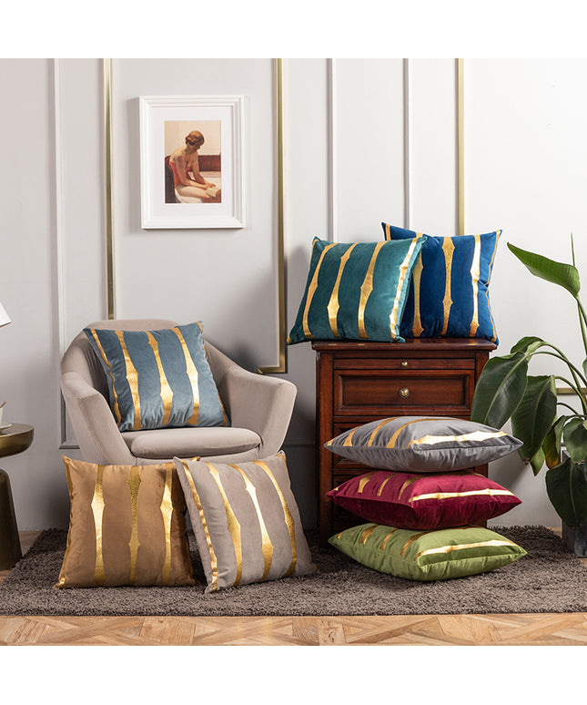 Golden Stripe Cushion Cover – 45x45cm in Beige or Brown