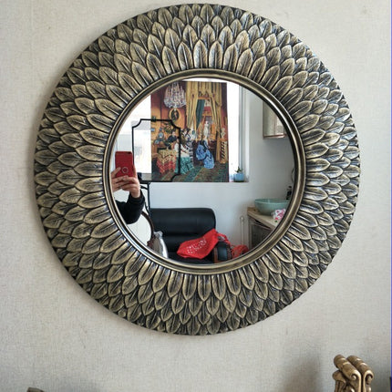Retro European Feather Frame Wall Mirror — Gold or Bronze