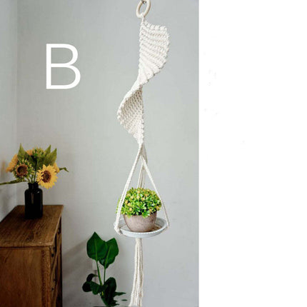 Boho Hanging Plant Holder – Handwoven Scandinavian Spider Net Bag