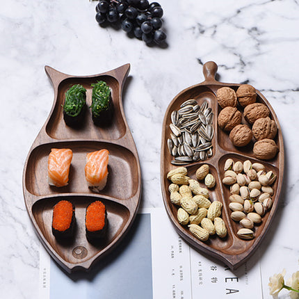Creative Leaf-shaped Fish-shaped Partition Solid Wood Fruit Plate