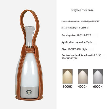 Portable Wine Decanter Lamp – LED Touch Dimming Light with Optional Leather Strap (8 Base Colours)