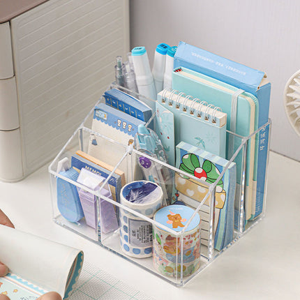 Transparent Acrylic Pen Holder – Multi Grid Desk Organiser
