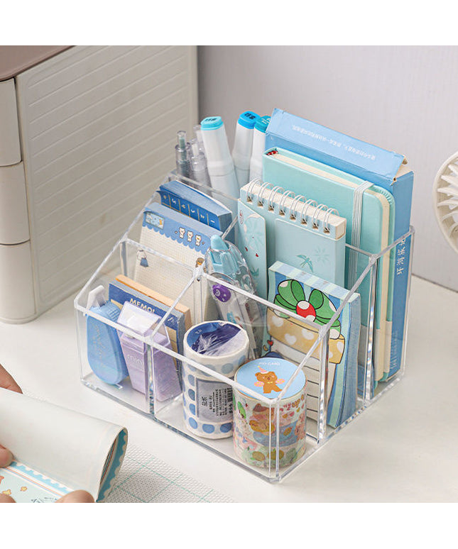 Transparent Acrylic Pen Holder – Multi Grid Desk Organiser