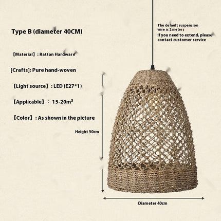 Retro Woven Rattan Pendant Light – Handcrafted Natural Ceiling Lamp (3 Sizes)