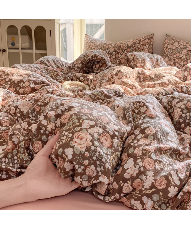 Cotton Bedding Set | Soft Wrinkled Duvet Cover 4 Piece