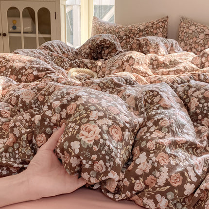 Cotton Bedding Set | Soft Wrinkled Duvet Cover 4 Piece