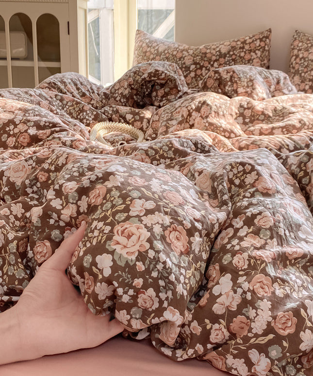 Cotton Bedding Set | Soft Wrinkled Duvet Cover 4 Piece