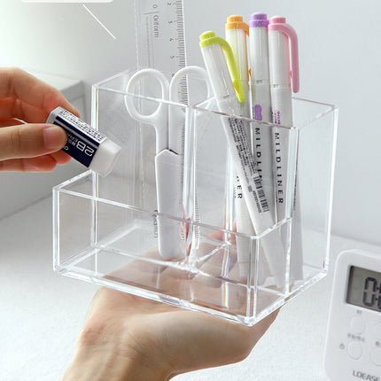 Transparent Acrylic Pen Holder – Multi Grid Desk Organiser