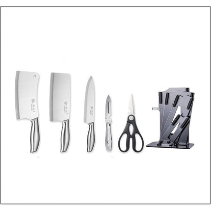 Kitchen Utensils & Knife Set – 6-Piece Stainless Steel with Holder