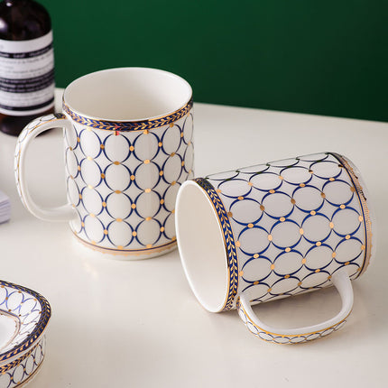Nordic Ceramic Bathroom Set – 5 or 6 Pieces | Blue & Gold on White