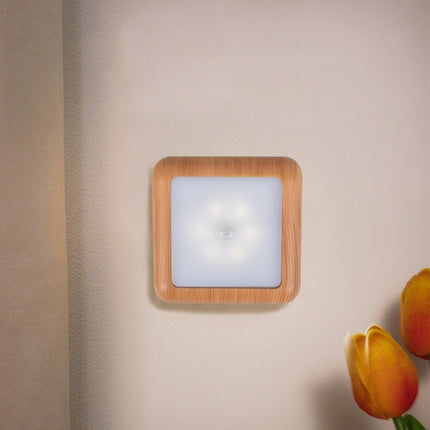 Nordic Kitchen Cabinet Sensor Light Hallway Bedroom Bedside Led Small Night Lamp Wood Grain Infrared Sensor Lamp