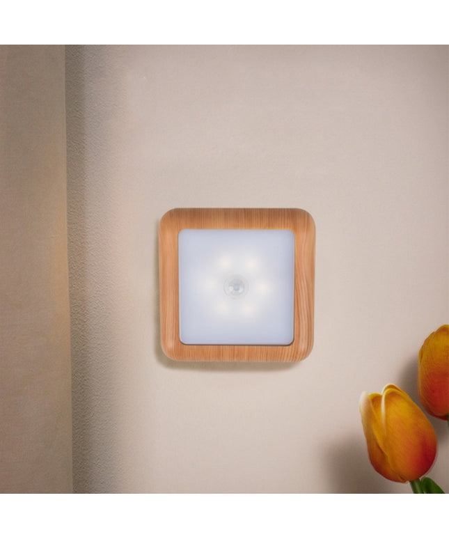 Nordic Kitchen Cabinet Sensor Light Hallway Bedroom Bedside Led Small Night Lamp Wood Grain Infrared Sensor Lamp