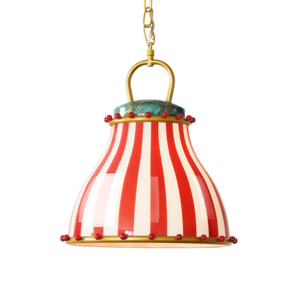 Circus Tent Chandelier – Red & White Striped Glass Ambience Light (33cm)