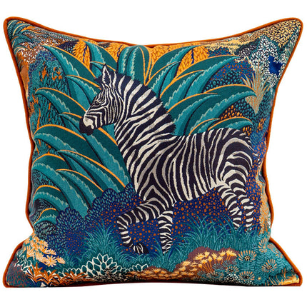 Bold Zebra Embroidered Jacquard Cushion Cover